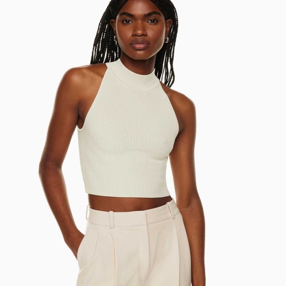 ARITZIA BABATON Sculpt Knit halter neck Cropped Tank M size - Picture 1 of 9